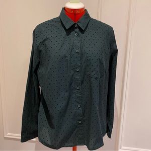 Banana Republic Oversized Shirt, Velvet Dots/Black, Untucked Fit, Unisex Style L